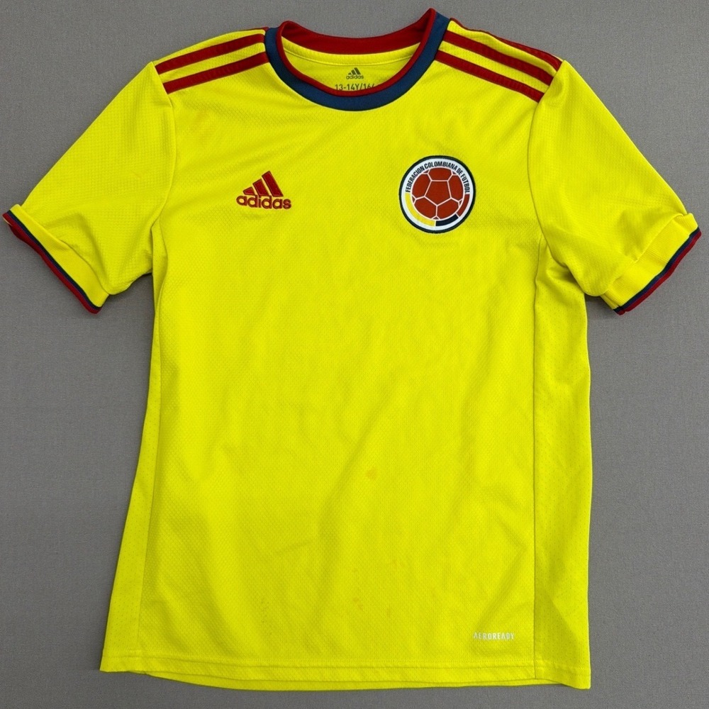 Adidas Colombia National Team Soccer Jersey Kids 13-14Y Milan 11 Yellow Shirt